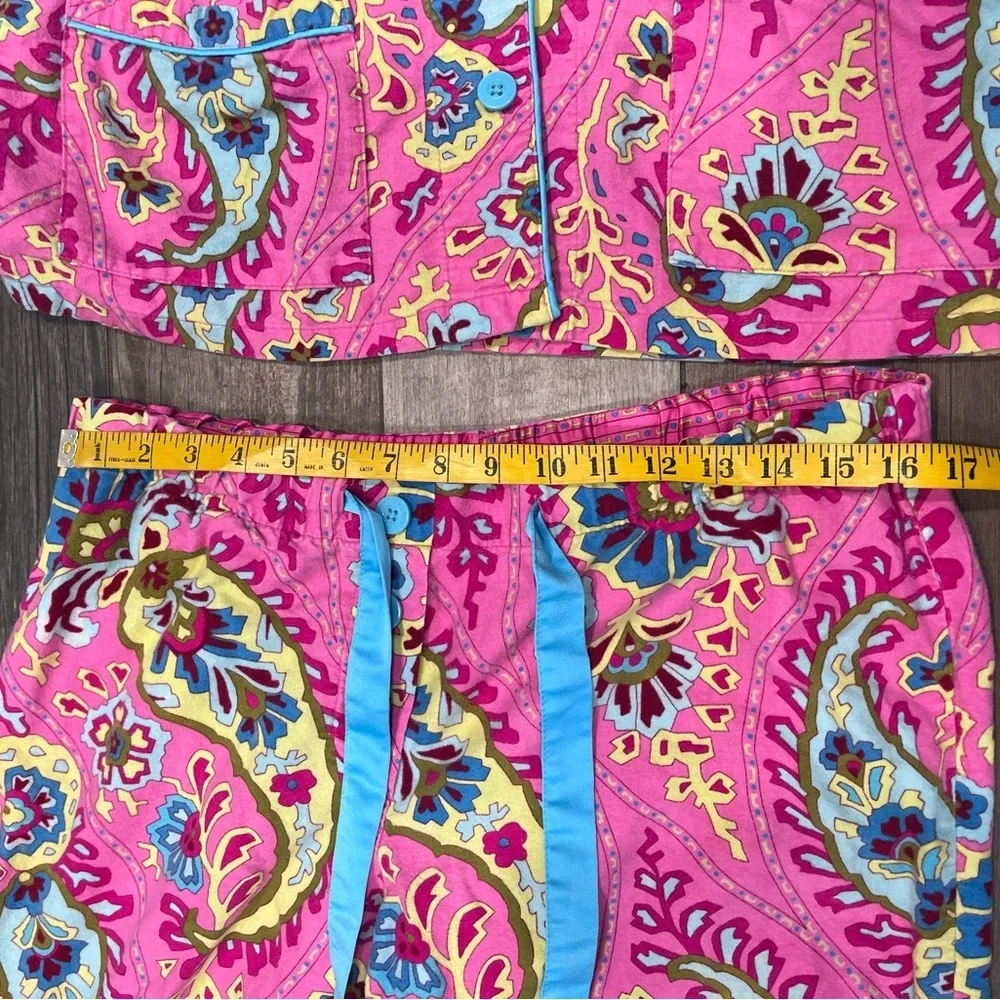 Nick & Nora Pink Paisley 2 piece Flannel Pajama Set Medium
